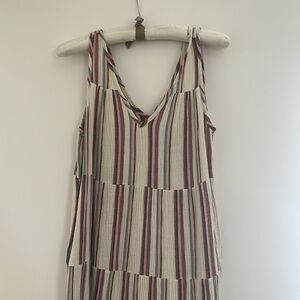 Marine Layer V-Neck Striped Maxi Dress - Cream and Multicolor